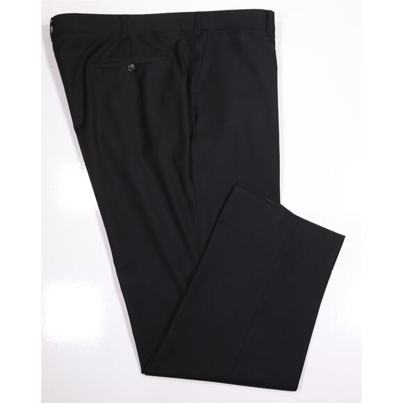 Custom Made Solid Black Super 220's Wool & Cashmere Dress Pants 42x30 - Picture 1 of 7